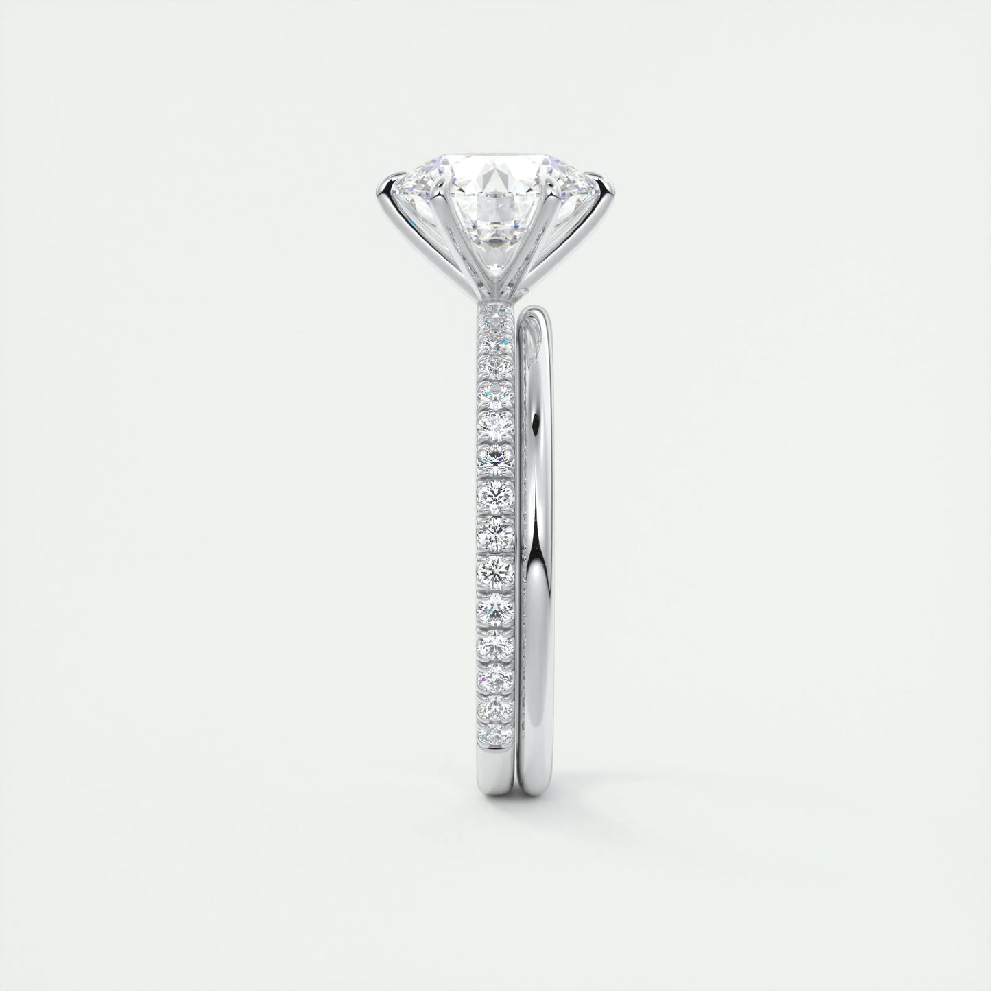 2.0 CT Round Cut Solitaire Pave Moissanite Engagement Ring