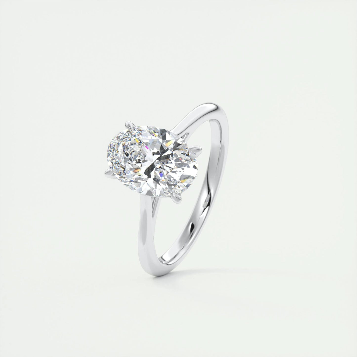 1.91 CT Oval Cut Solitaire Moissanite Engagement Ring