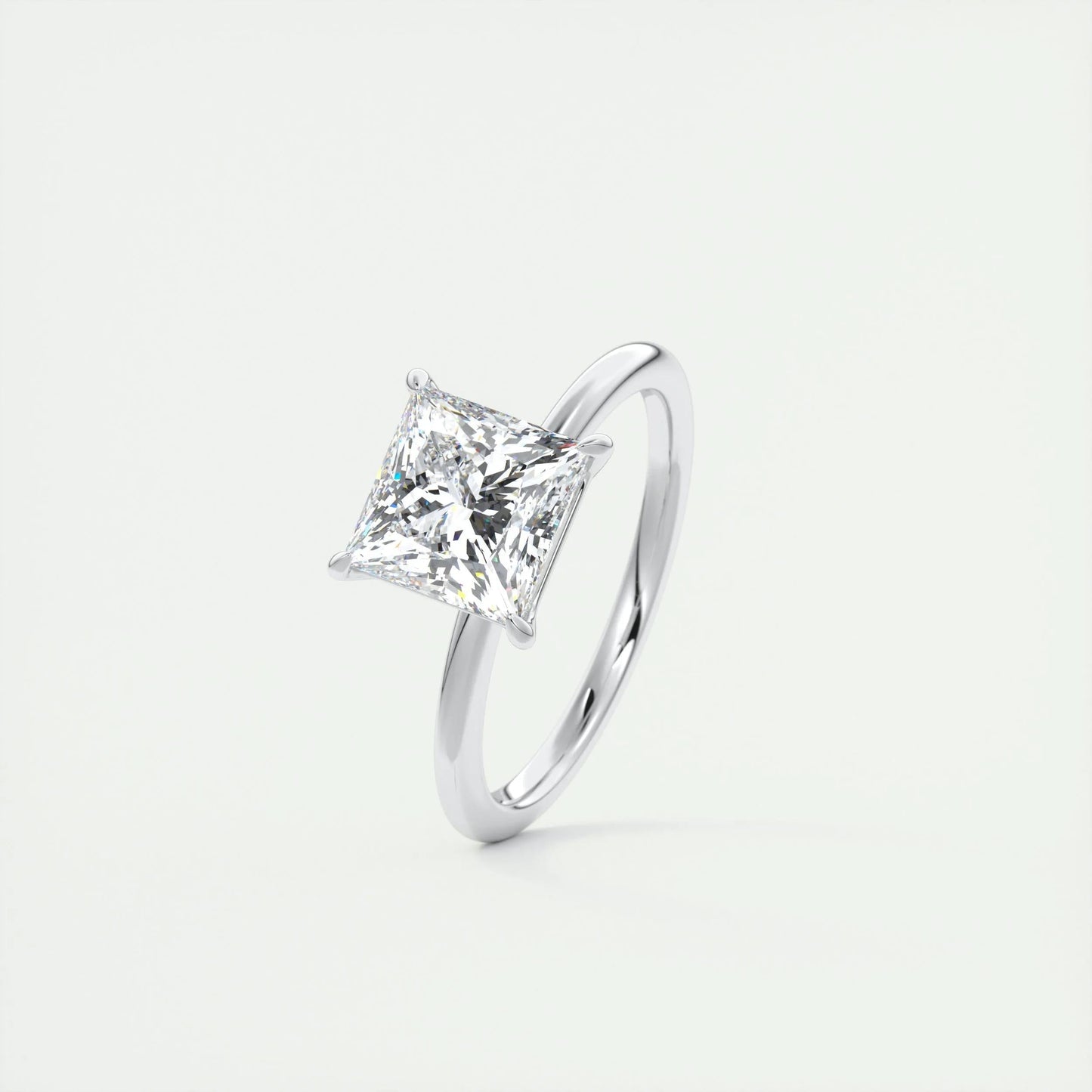 2.08 CT Princess Cut Solitaire Moissanite Engagement Ring