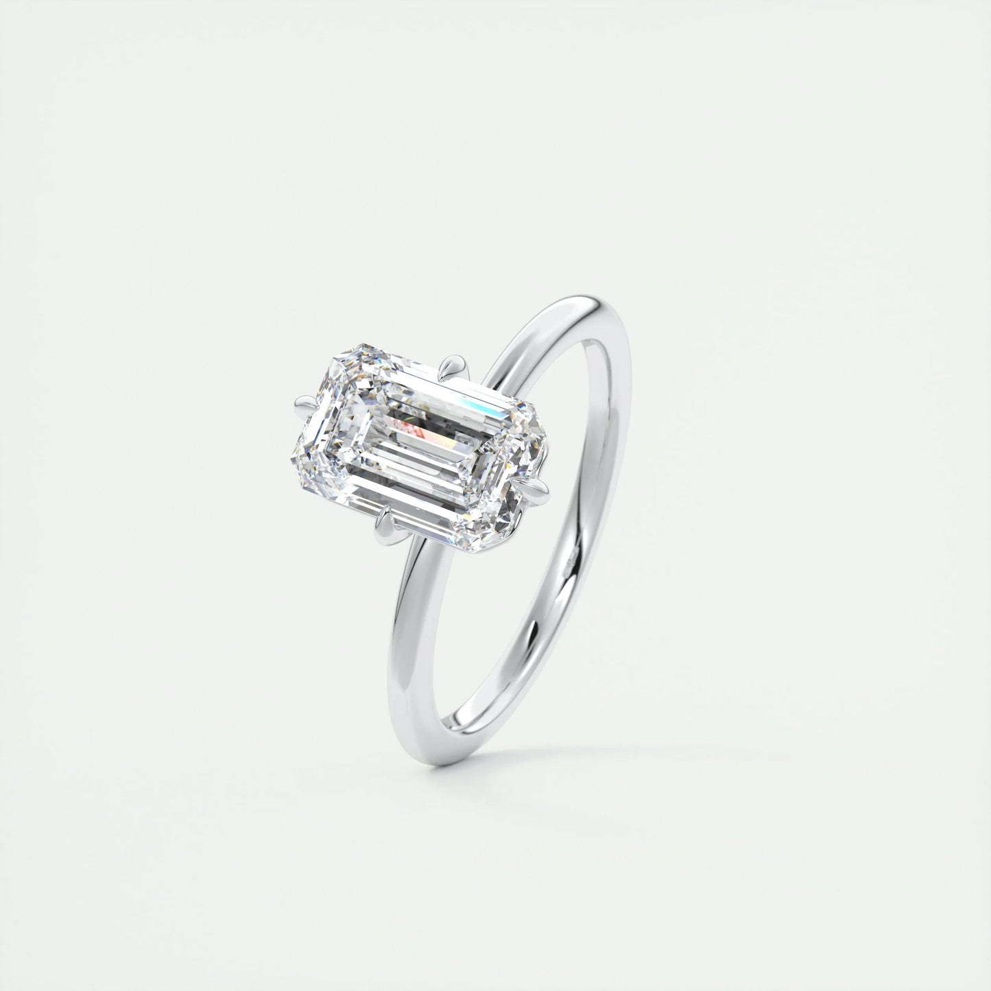 1.91 CT Emerald Cut Solitaire Moissanite Engagement Ring