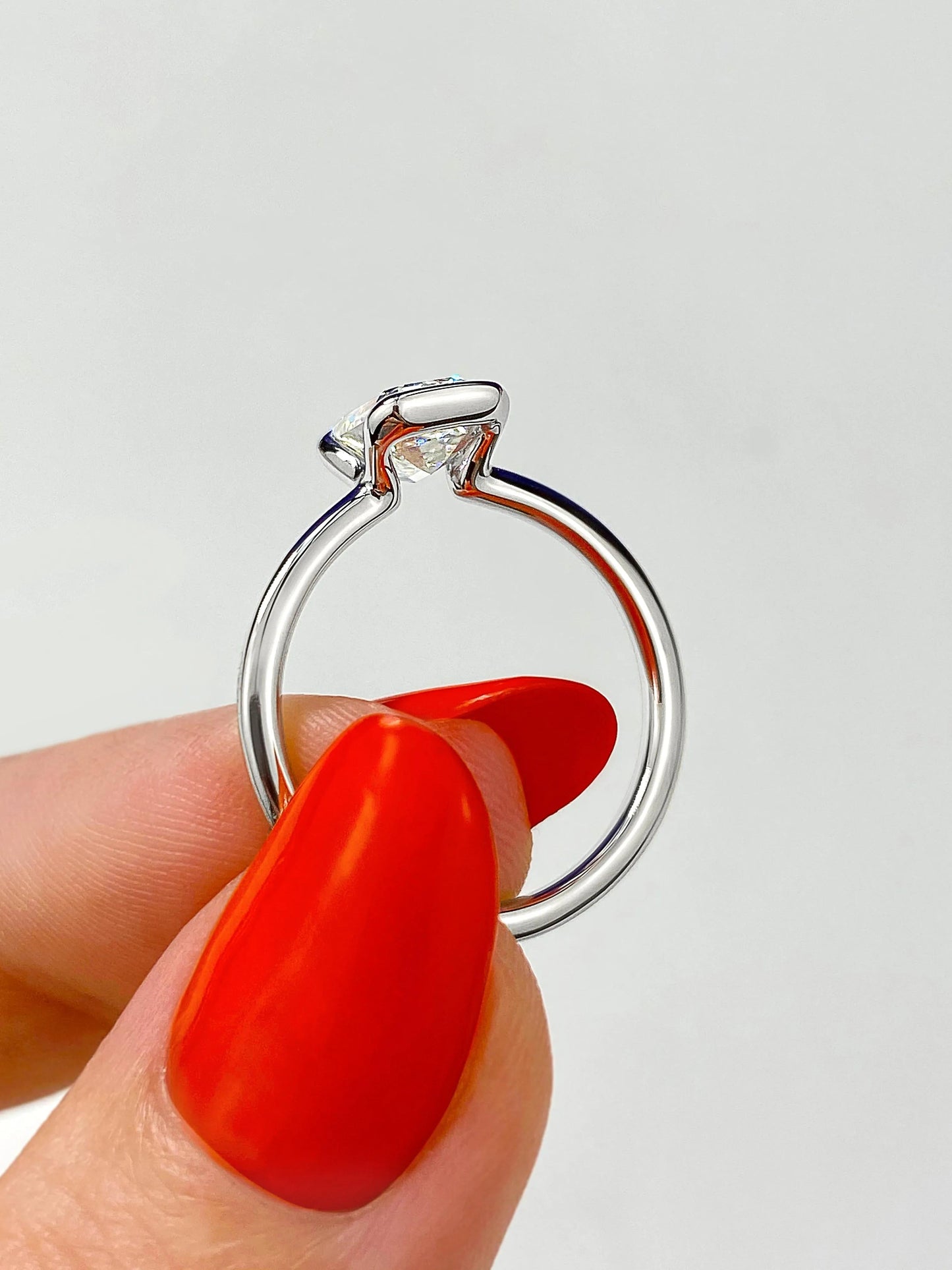 1.91 CT Emerald Half Bezel Solitaire Moissanite Engagement Ring