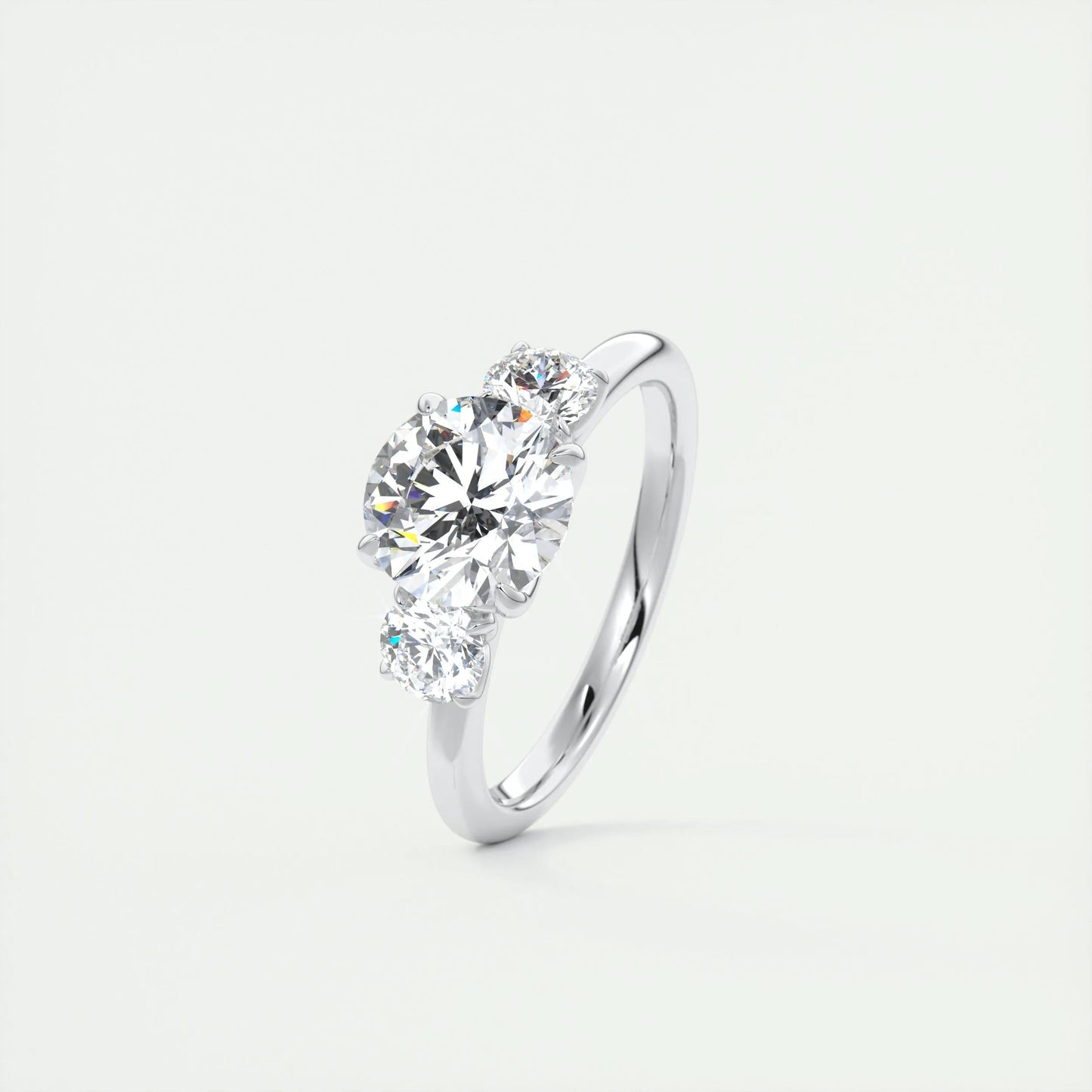 2.0 CT Round Cut Three Stone Moissanite Engagement Ring