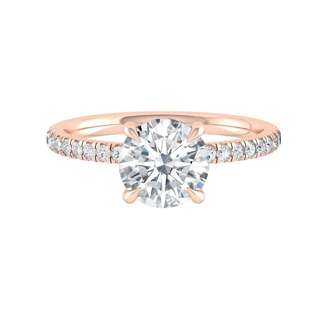 1.85 CT Round Cut Hidden Halo Pave Moissanite Engagement Ring