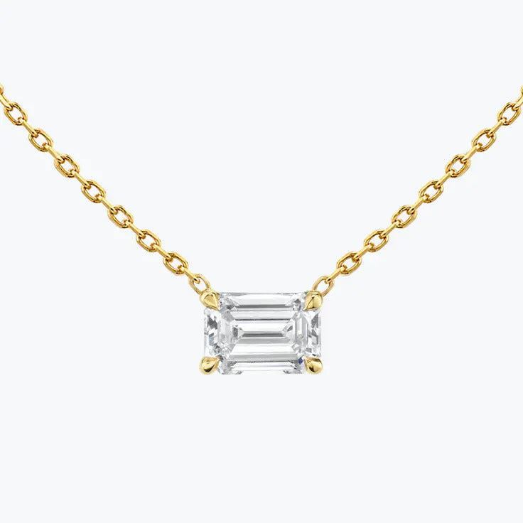 0.25-1.0ct Emerald-Cut Solitaire Moissanite Diamond Layering Necklace