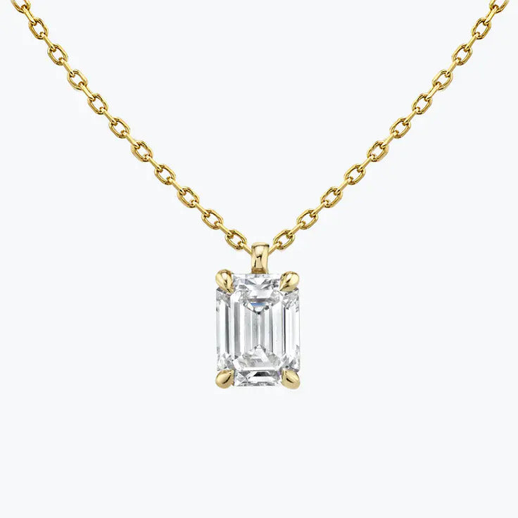 0.25-1.0ct Emerald Cut Solitaire Moissanite Diamond Necklace