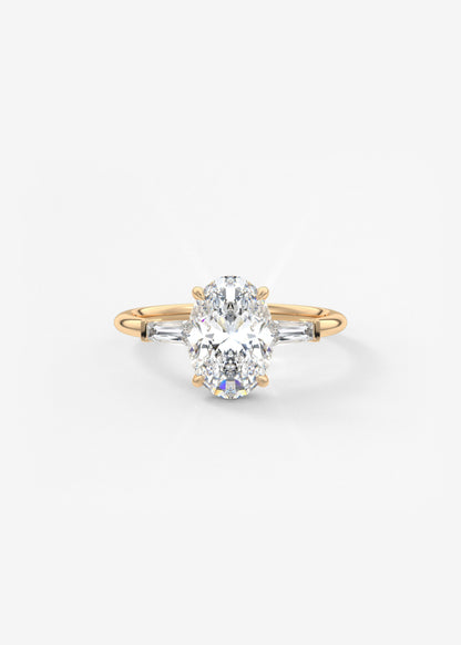 Oval Three Stone Lab Grown Diamond Engagement Ring