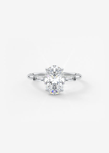 Oval Three Stone Lab Grown Diamond Engagement Ring