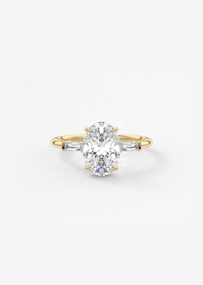 Oval Three Stone Lab Grown Diamond Engagement Ring