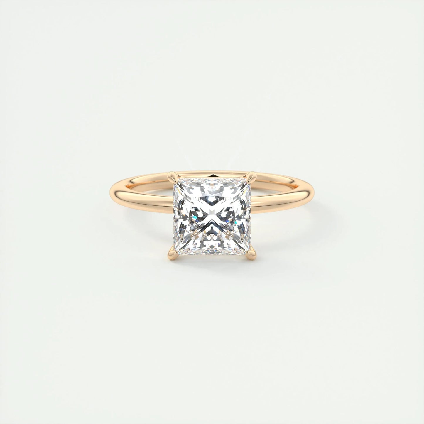 2.08 CT Princess Cut Solitaire Moissanite Engagement Ring