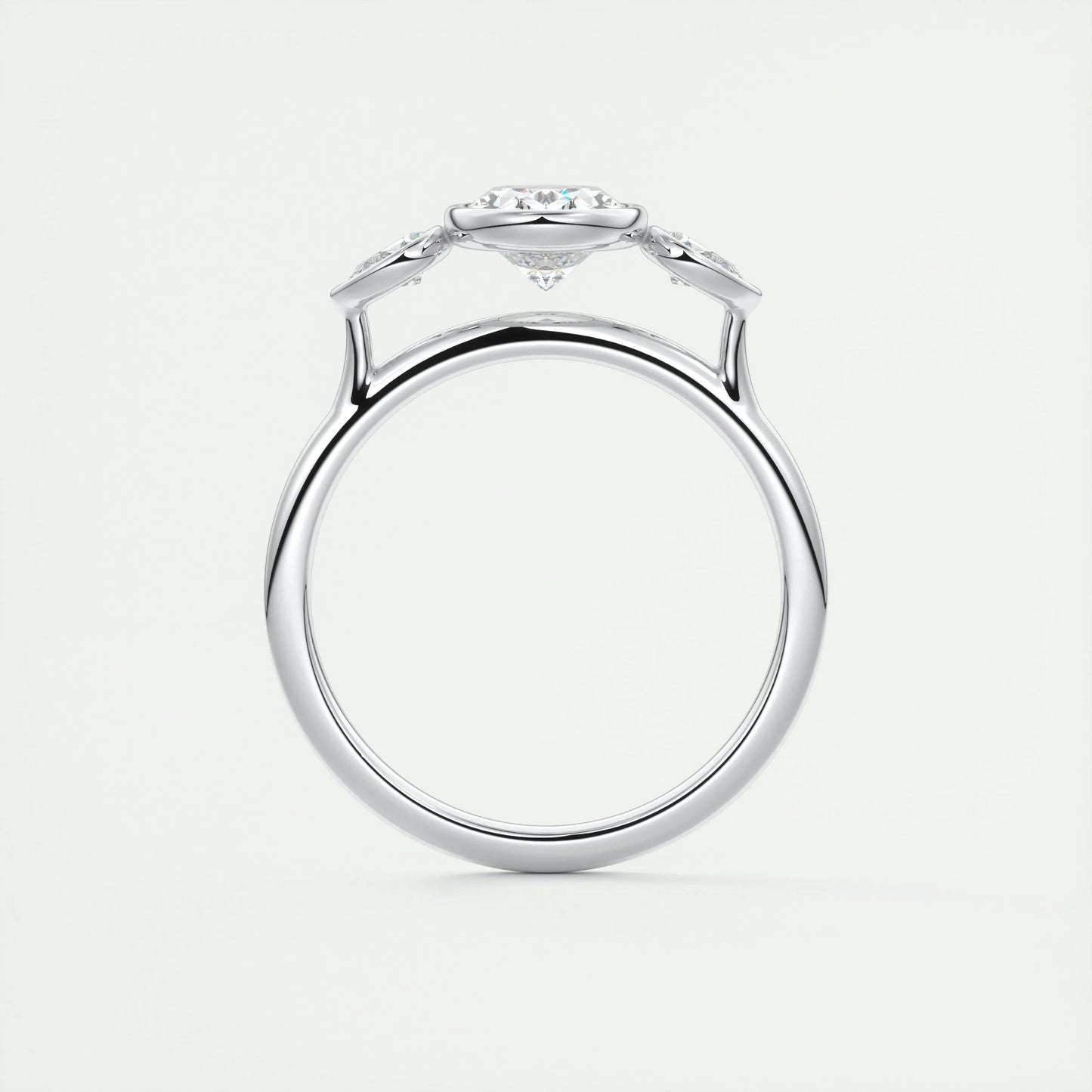 1.91 CT Oval Cut Bezel 3 Stone Moissanite Engagement Ring