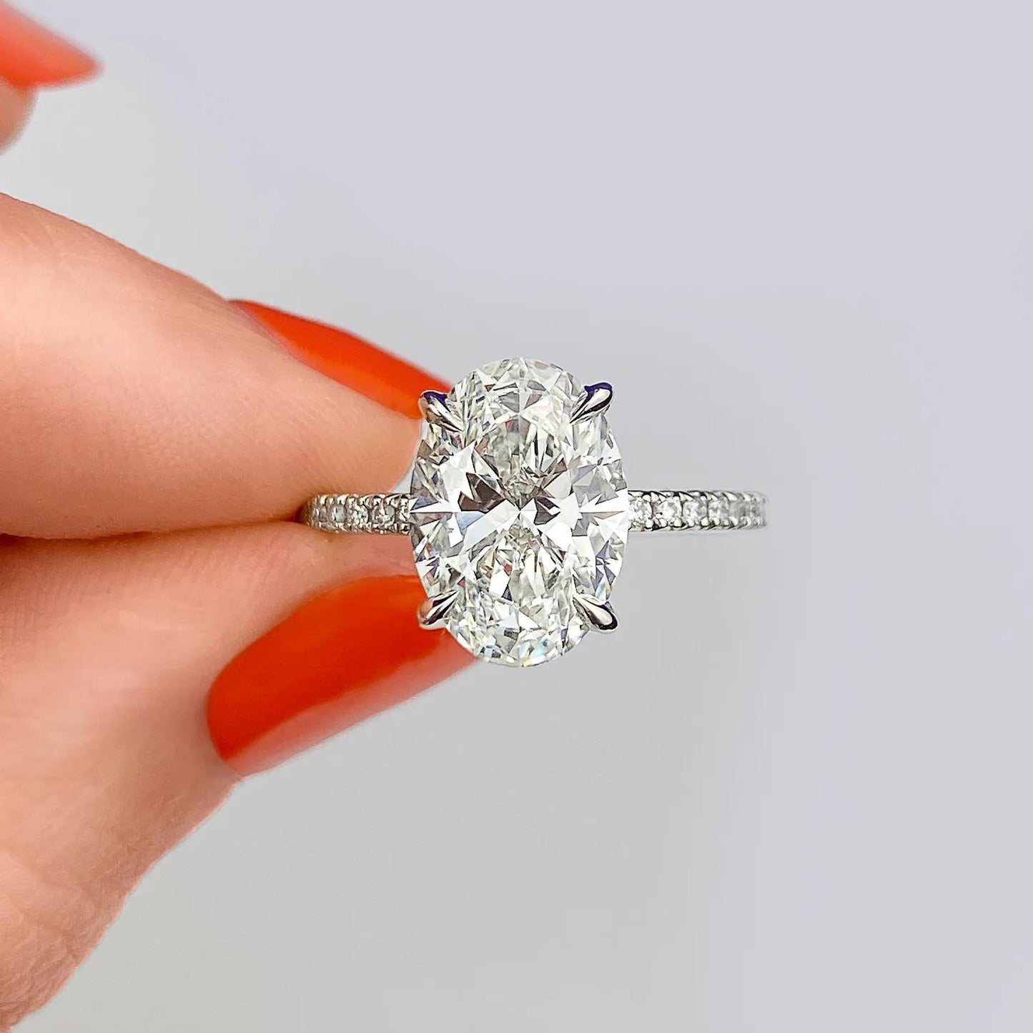 1.91 CT Oval Cut Solitaire Pave Moissanite Engagement Ring