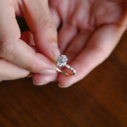 Stunning 1.0 - 2.0 CT Oval Moissanite Engagement Ring with Pave & Hidden Halo Design 2