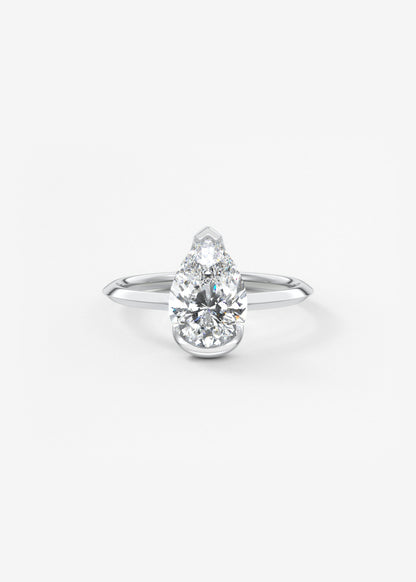 Pear Half Bezel Lab Grown Diamond Engagement Ring