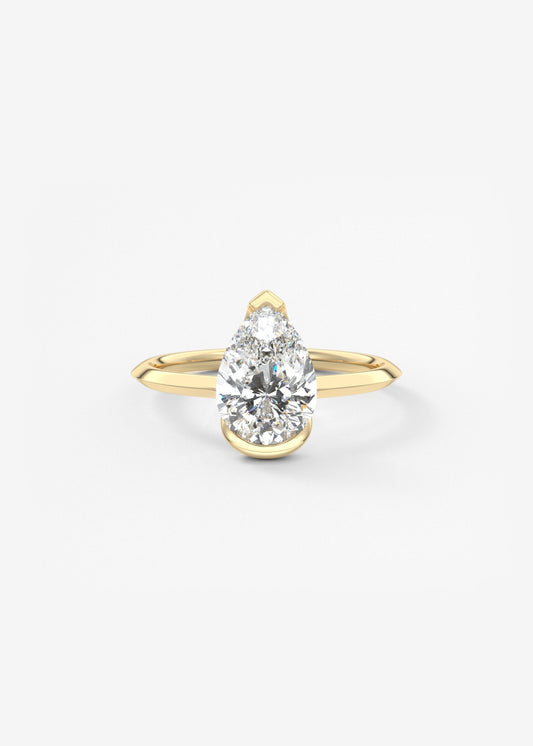 Pear Half Bezel Lab Grown Diamond Engagement Ring