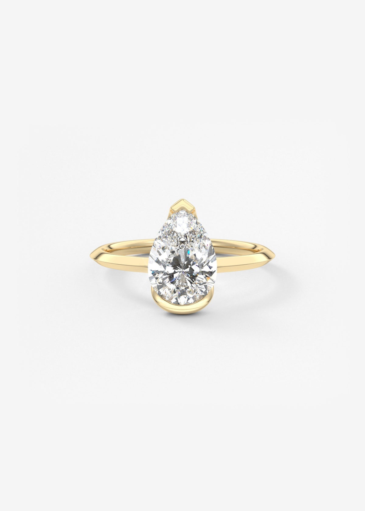Pear Half Bezel Lab Grown Diamond Engagement Ring