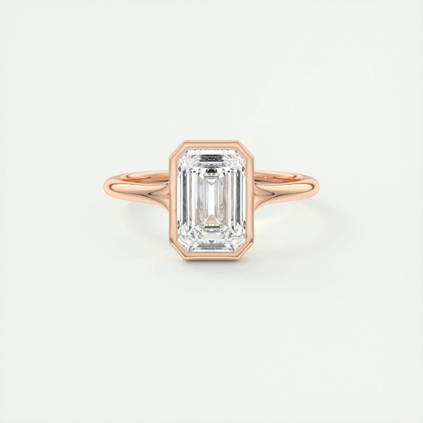 2.03 CT Emerald Cut Bezel Solitaire Moissanite Engagement Ring