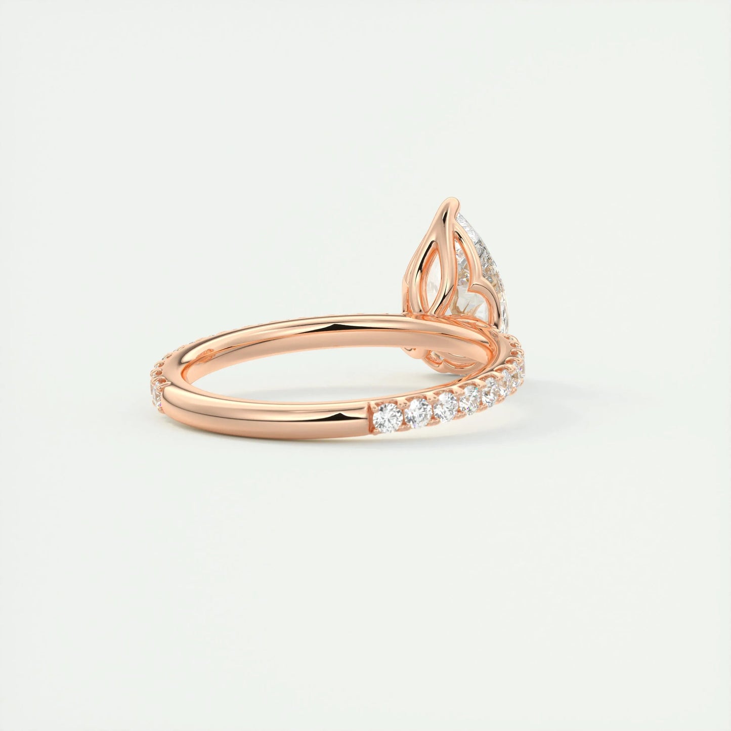 1.93 CT Pear Solitaire Pave Moissanite Engagement Ring