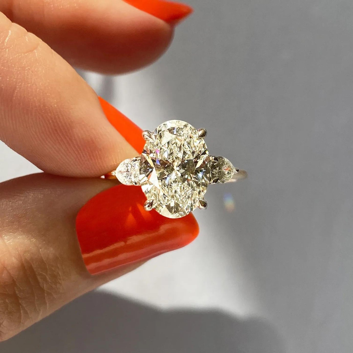 1.91 CT Oval Cut Three Stone Moissanite Engagement Ring