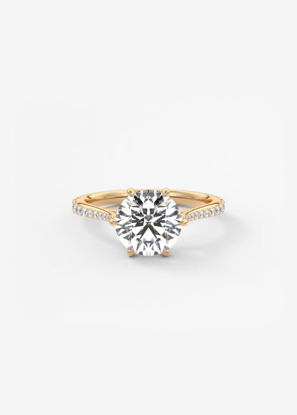 Round Pave Cathedral Lab Grown Diamond Engagement Ring