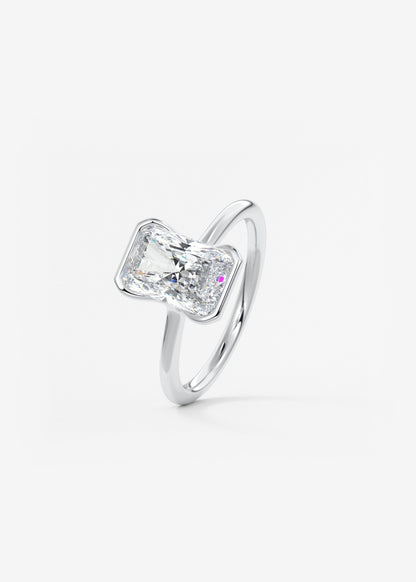 Radiant Half Bezel Lab Grown Diamond Engagement Ring