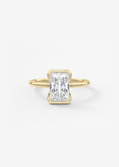 Radiant Half Bezel Lab Grown Diamond Engagement Ring