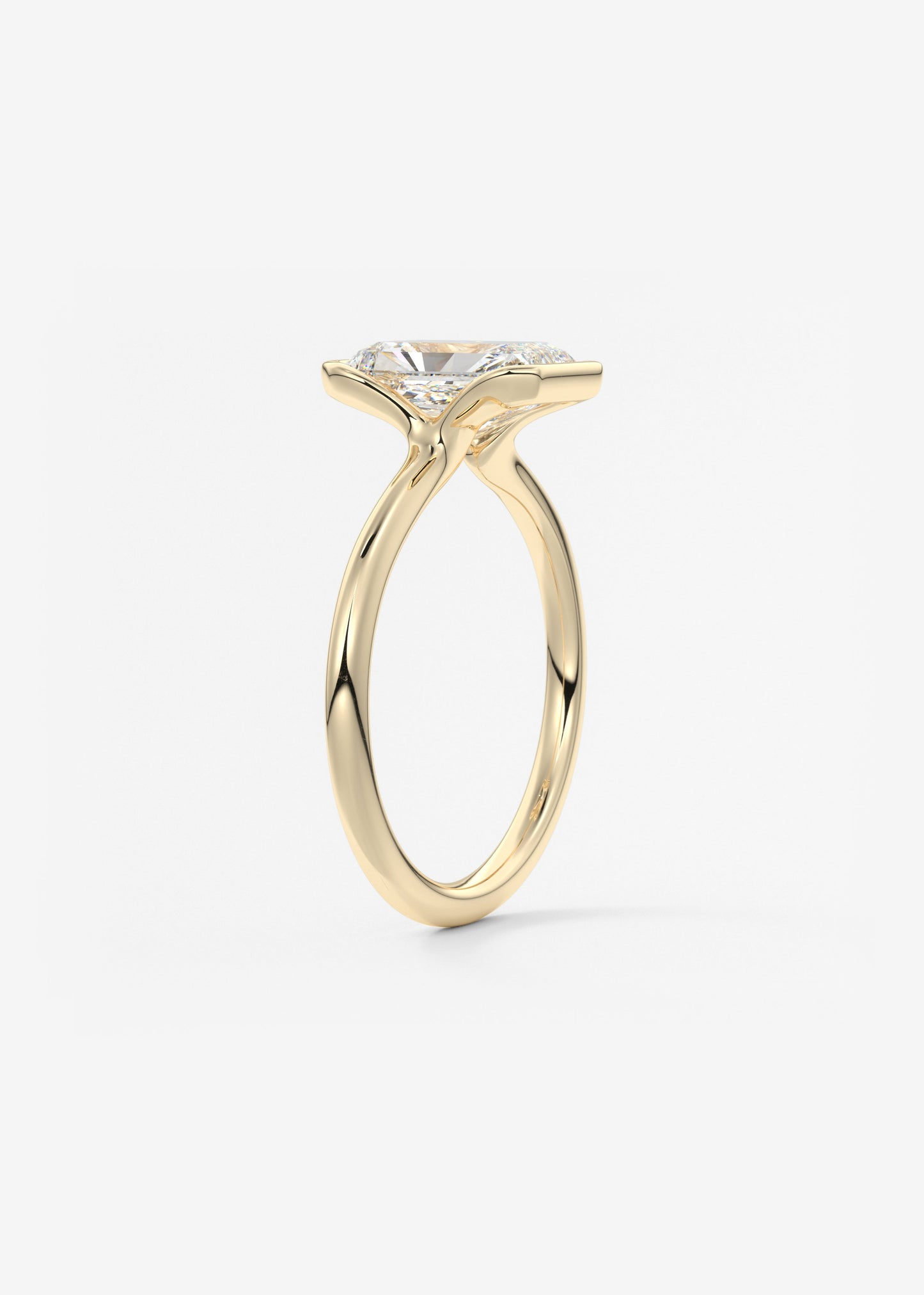 Radiant Half Bezel Lab Grown Diamond Engagement Ring