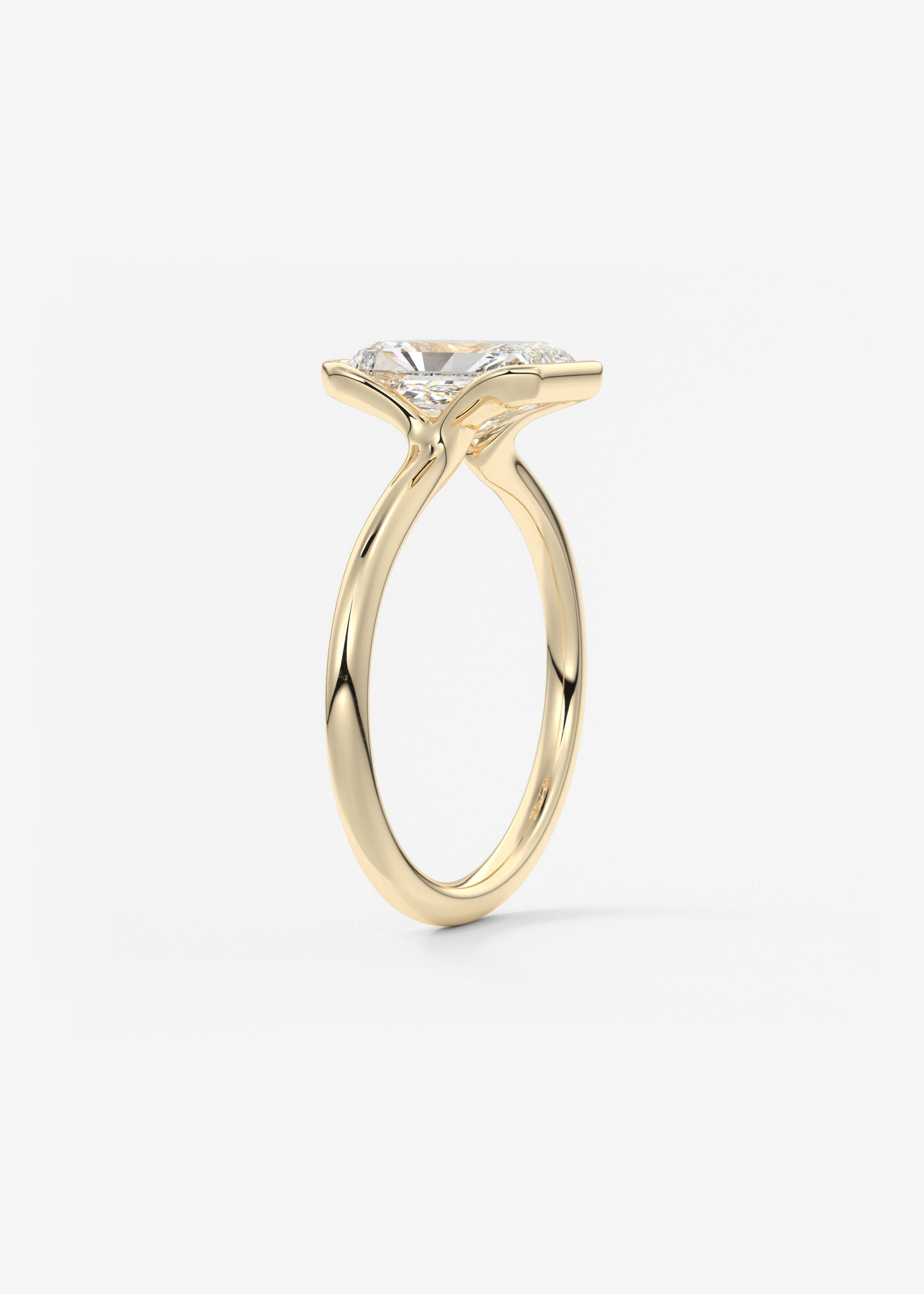 Radiant Half Bezel Lab Grown Diamond Engagement Ring