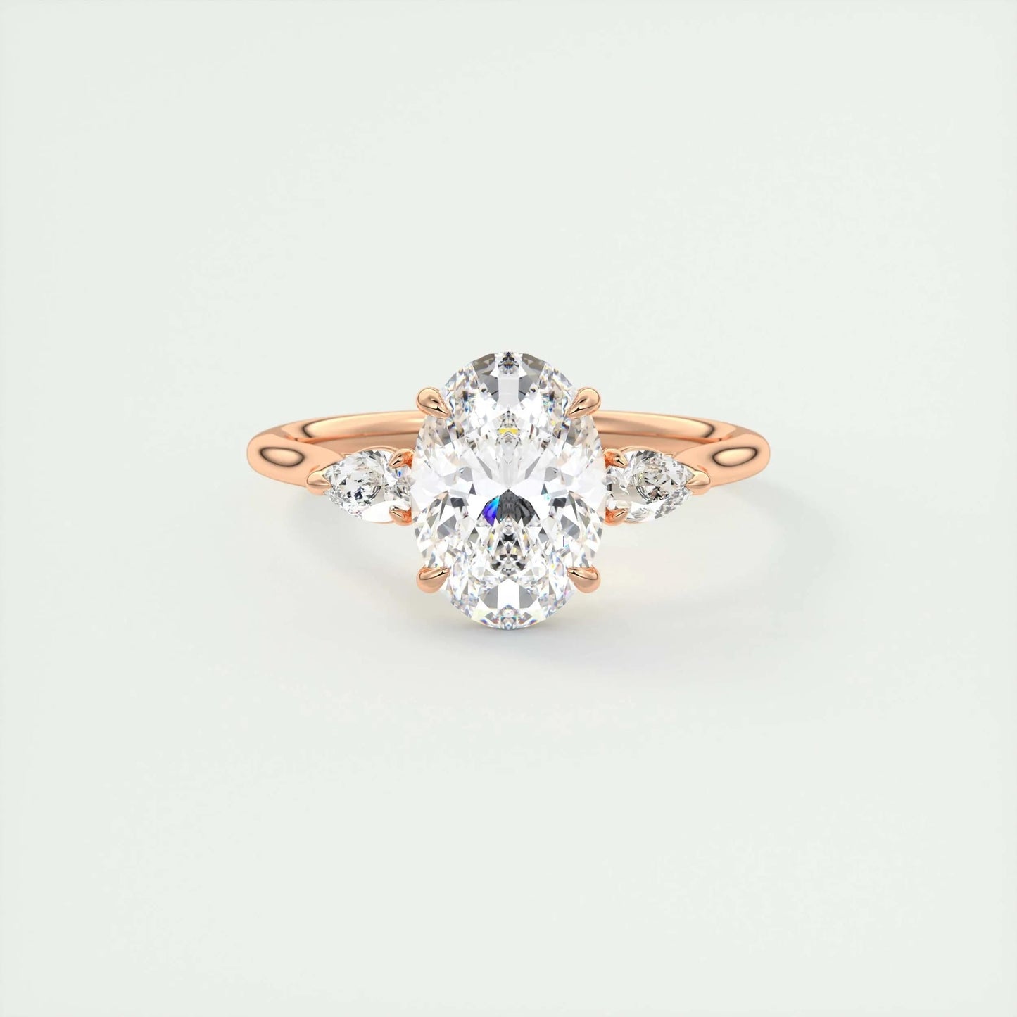 1.91 CT Oval Cut Three Stone Moissanite Engagement Ring