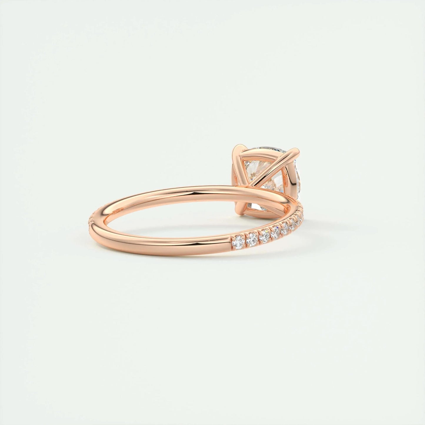 2.15 CT Cushion Cut Solitaire Pave Moissanite Engagement Ring