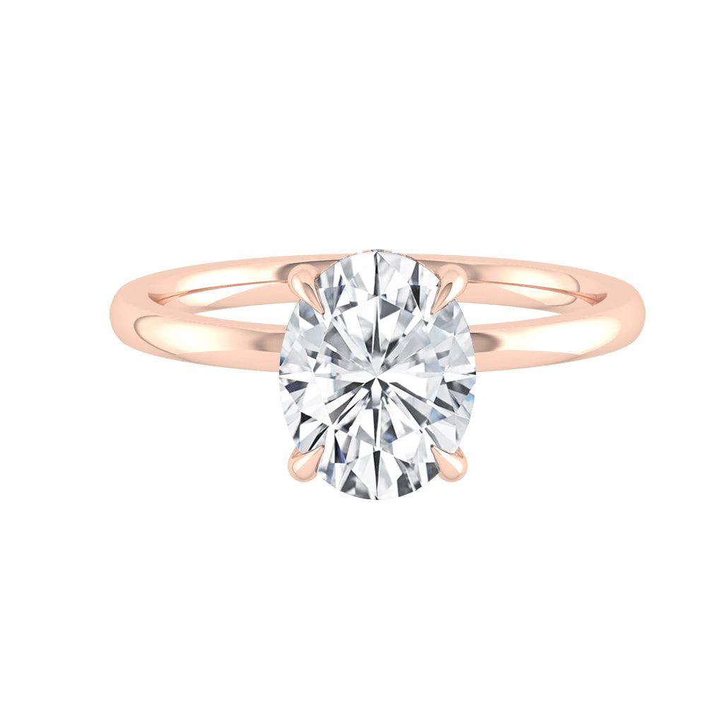 2.72 CT Oval Solitaire Hidden Halo Moissanite Engagement Ring