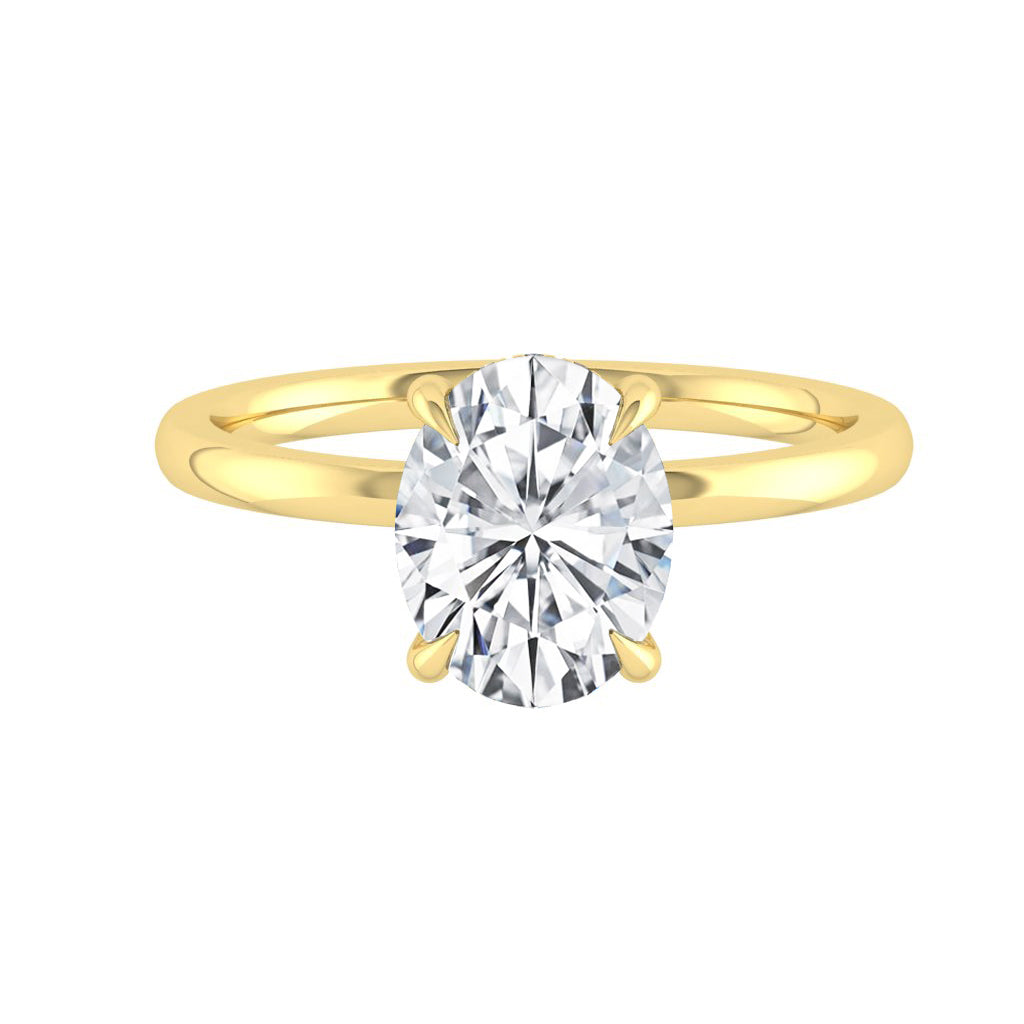 2.72 CT Oval Solitaire Hidden Halo Moissanite Engagement Ring