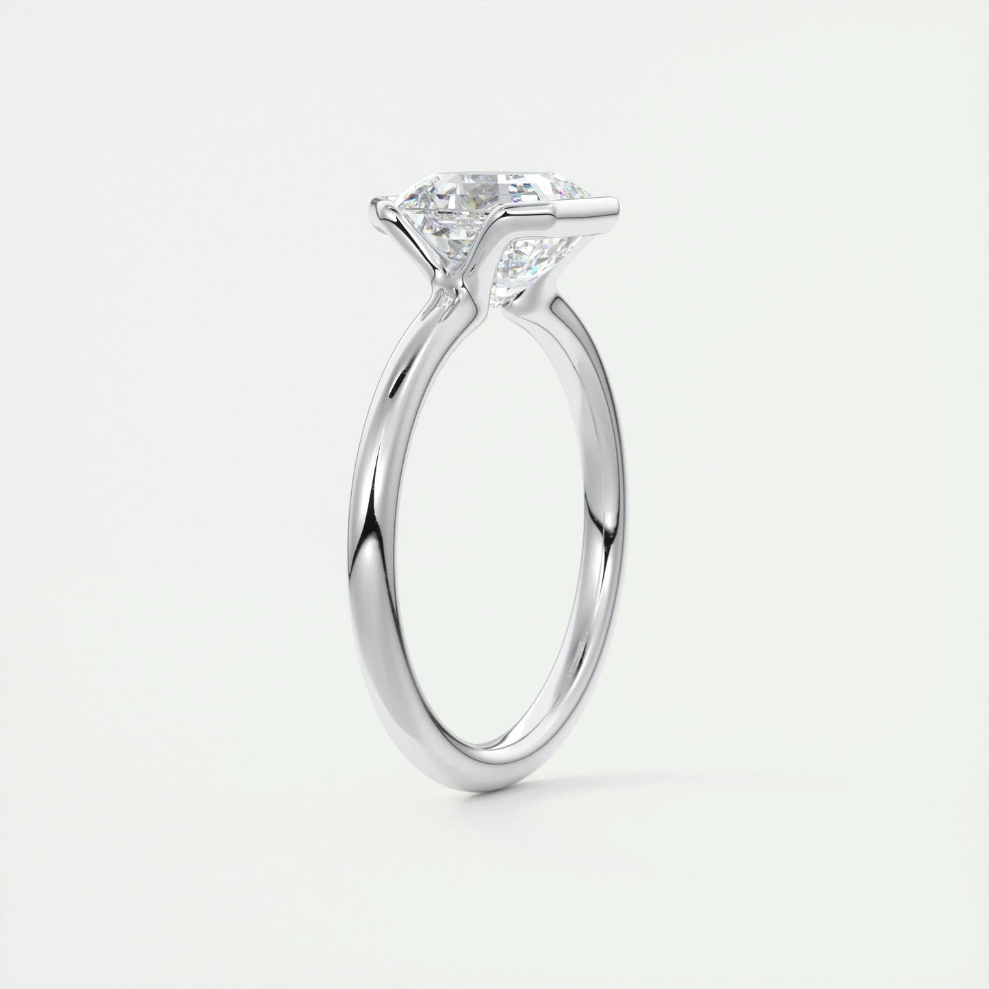 2.03 CT Asscher Half Bezel Solitaire Moissanite Engagement Ring