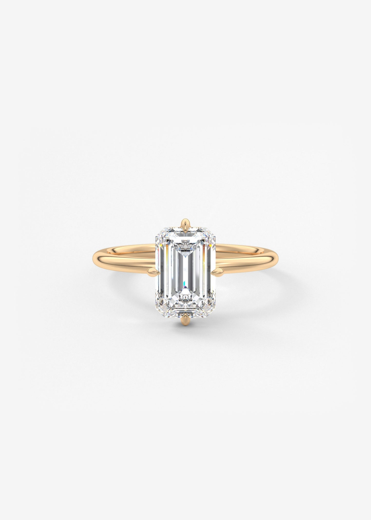 Emerald Solitaire Lab Grown Diamond Engagement Ring