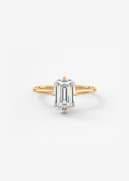 Emerald Solitaire Lab Grown Diamond Engagement Ring