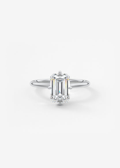 Emerald Solitaire Lab Grown Diamond Engagement Ring