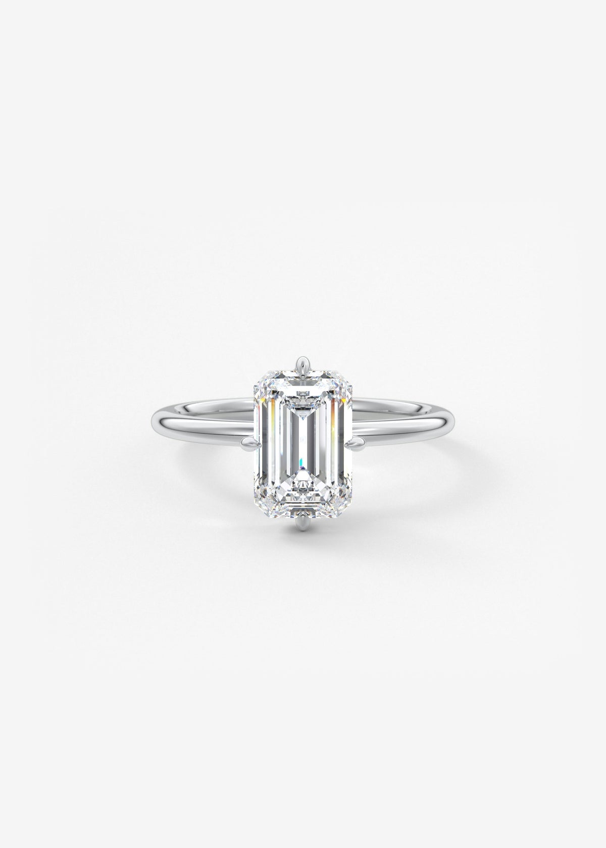 Emerald Solitaire Lab Grown Diamond Engagement Ring