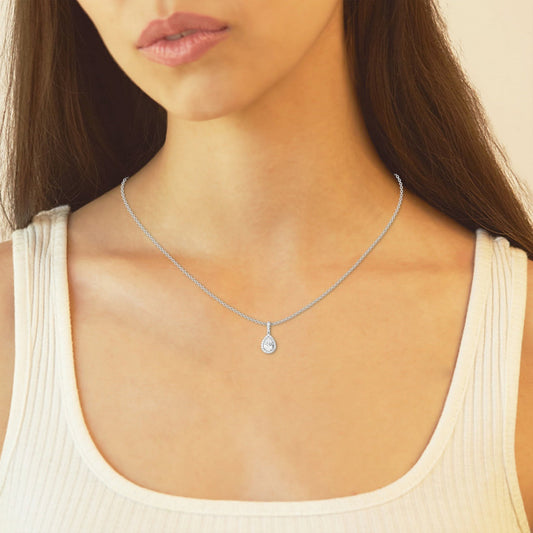 0.75 TCW Round & Pear Shape Moissanite Drop Necklace