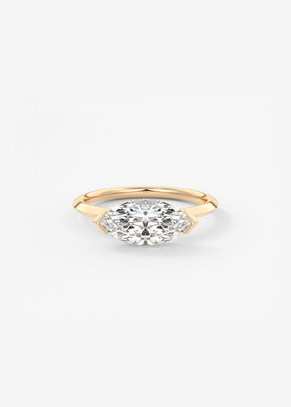 Marquise East West Half Bezel Lab Grown Diamond Engagement Ring