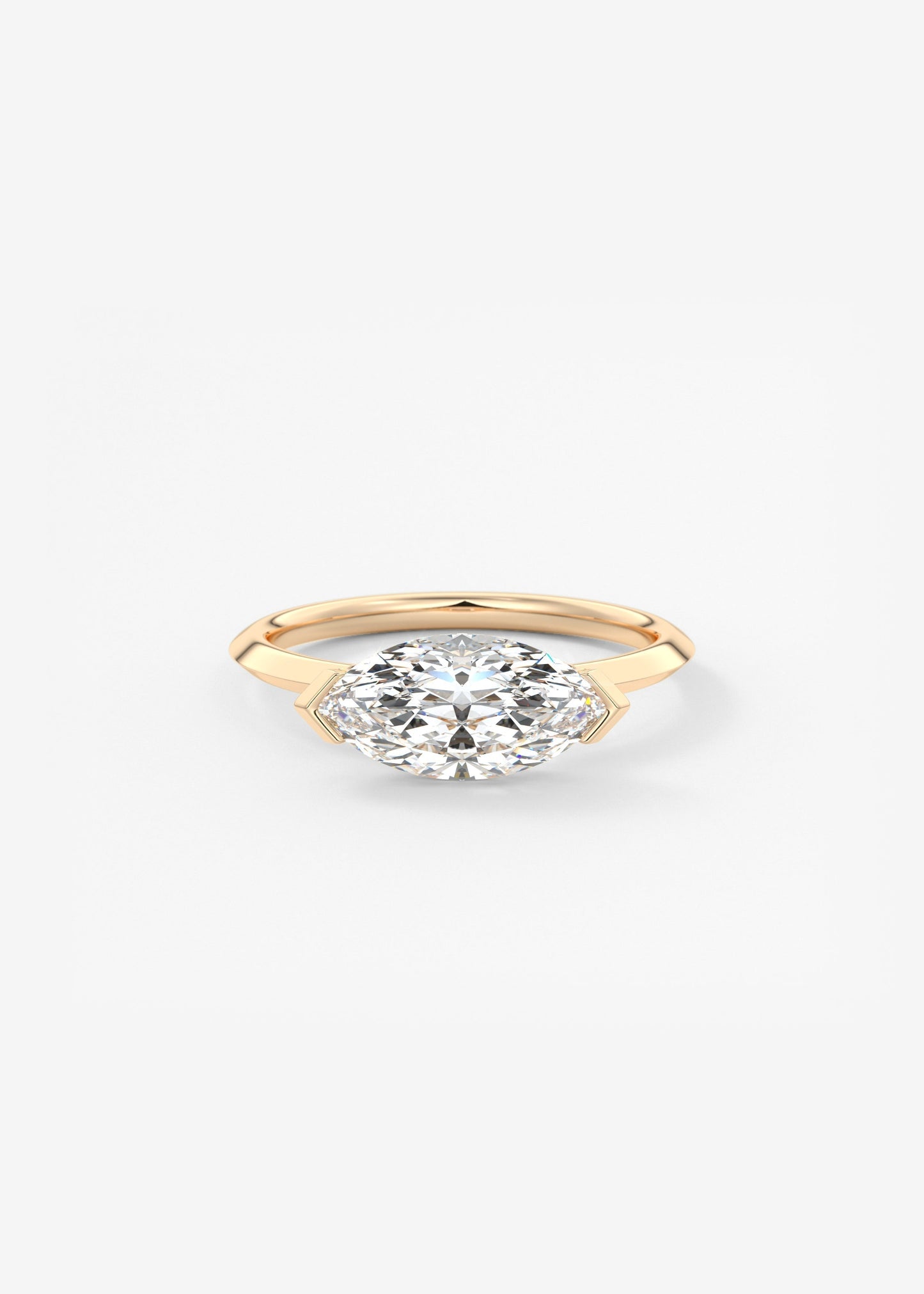 Marquise East West Half Bezel Lab Grown Diamond Engagement Ring