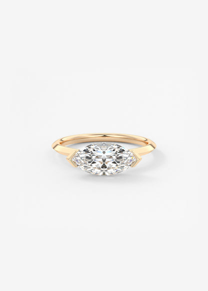 Marquise East West Half Bezel Lab Grown Diamond Engagement Ring