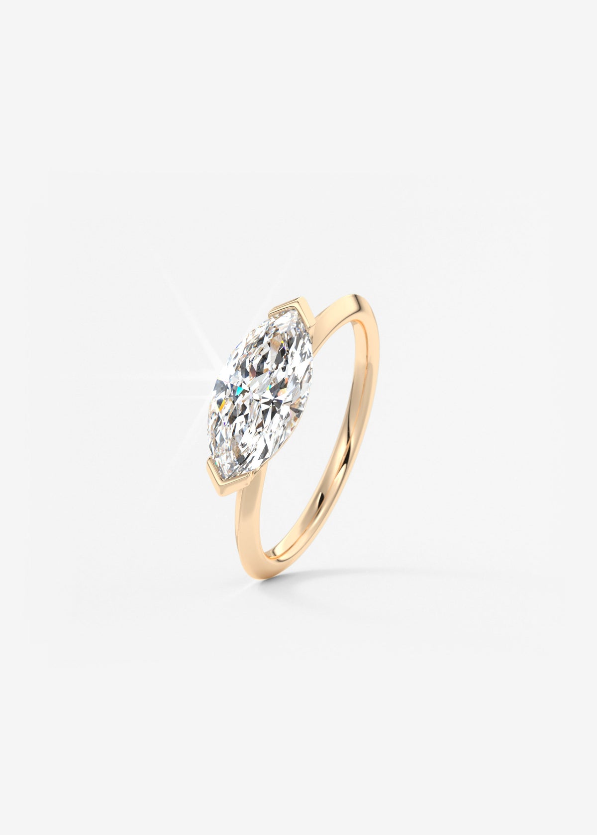 Marquise East West Half Bezel Lab Grown Diamond Engagement Ring