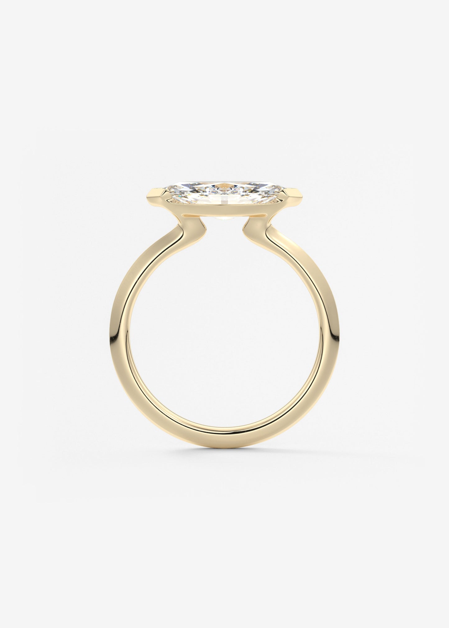 Marquise East West Half Bezel Lab Grown Diamond Engagement Ring