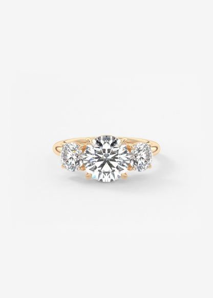 Round Three Stone Lab Grown Diamond Engagement Ring