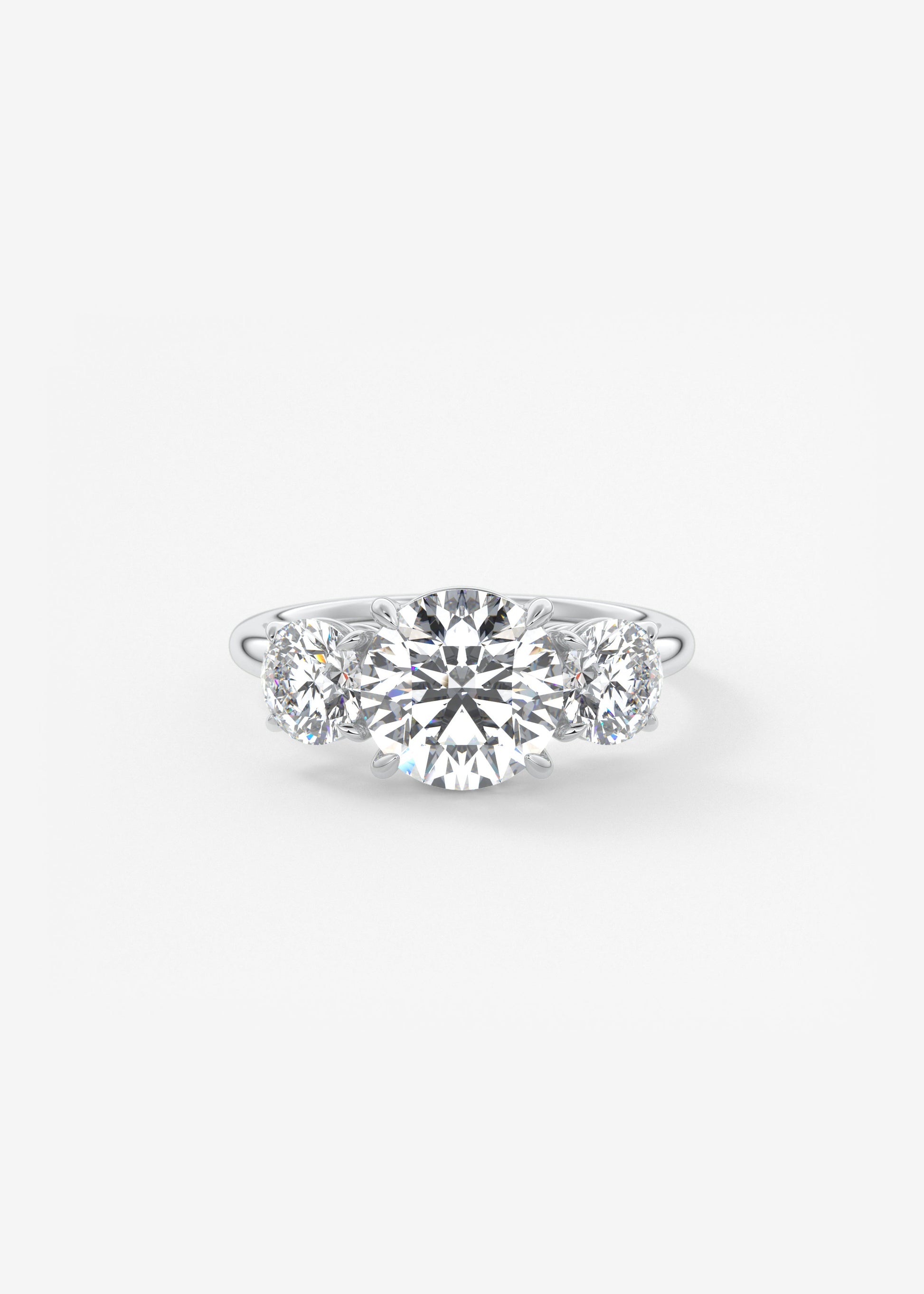 Round Three Stone Lab Grown Diamond Engagement Ring