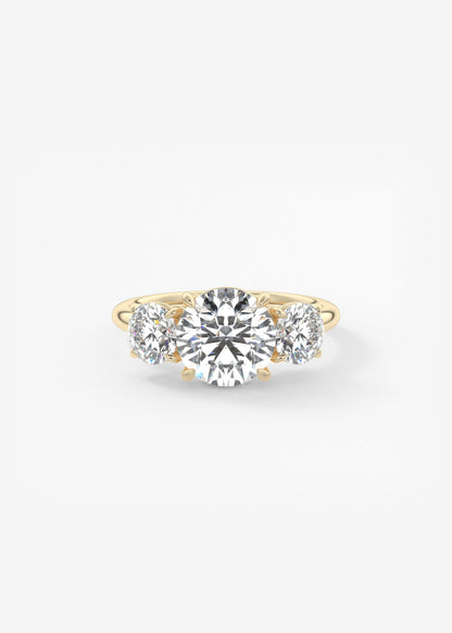 Round Three Stone Lab Grown Diamond Engagement Ring
