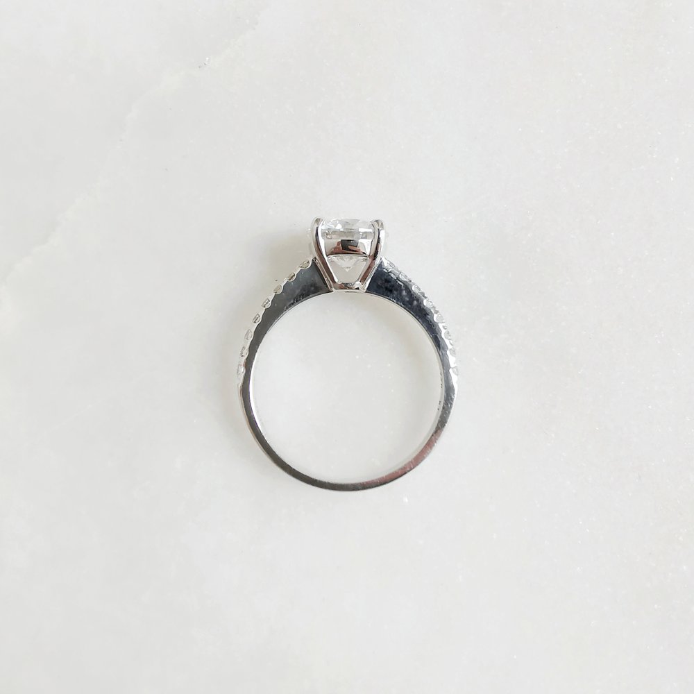 1.50 CT Round Shaped Moissanite Pave Setting Engagement Ring