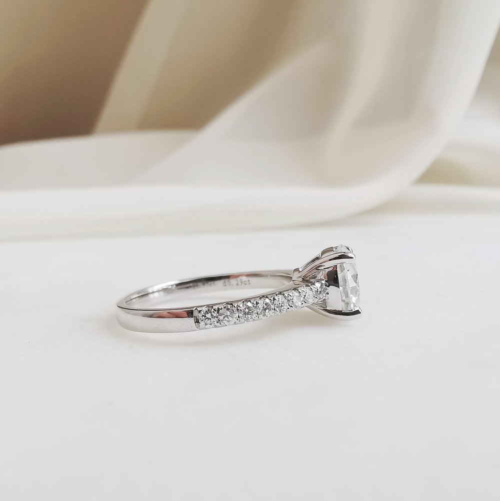 1.50 CT Round Shaped Moissanite Pave Setting Engagement Ring