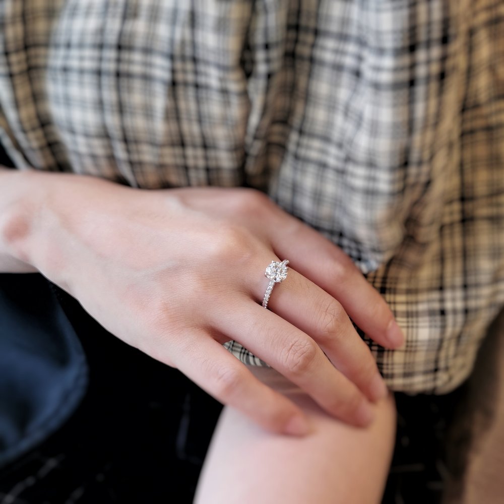 1.50 CT Round Shaped Moissanite Pave Setting Engagement Ring