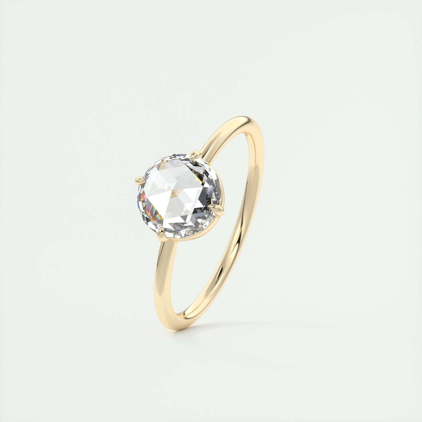 1.19 CT Round Rose Cut  Solitaire Moissanite Engagement Ring