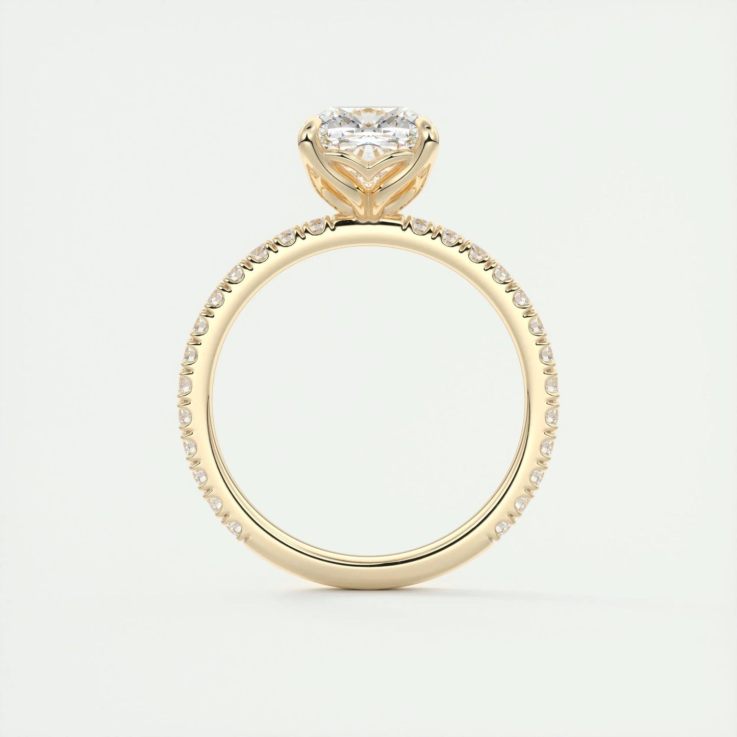 2.15 CT Cushion Cut Solitaire Pave Moissanite Engagement Ring